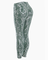 Damen nan hoch taillierte Sportleggings mit formender Kompression und strukturierter Schlangenprägung Drune in Hellgrün