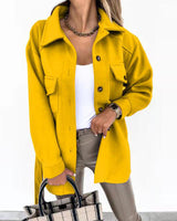 Damen nan oversized Hemdjacke aus Wollmischung mit aufgesetzten Pattentaschen Drune in Gelb