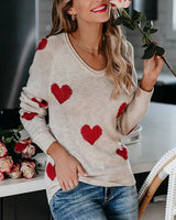 Claudia | Damen-Weihnachtspullover mit Herzmuster in Beige