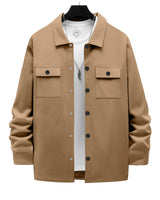 Herren nan Overshirt-Jacke mit Brustklappen, lockerer Passform und durchgehender Knopfleiste Drune in Kamel