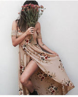 Damen Maxikleid mit schulterfreiem Design und floralen Mustern Drune in Bordeaux