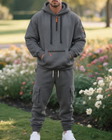 Herren nan utilitaristisches Kapuzenpullover und Cargo-Jogginghose Set Drune in Dunkelgrau