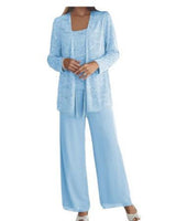 Gimena – Set Aus Glitzer-strickjacke Und Hose in Blau