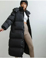Stilvolle Lange Damen Daunenjacke - Elise in Schwarz