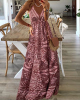 Taniaa – Maxikleid Mit V-Ausschnitt in Altrosa
