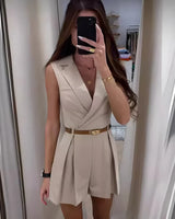 FRANCESCA | Stilvoller ärmelloser Jumpsuit in Beige