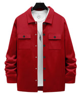 Herren nan Overshirt-Jacke mit Brustklappen, lockerer Passform und durchgehender Knopfleiste Drune in Feuerrot