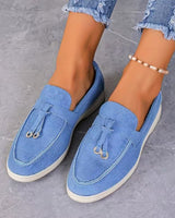 Damen nan bequeme Slip-On Loafer mit dekorativem Quastenbesatz und ergonomischer Gummisohle Drune in Blau
