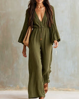 Magdlena – Luftiger Jumpsuit mit V-Ausschnitt in Grün
