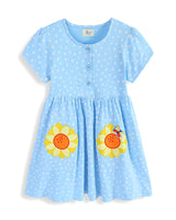 Mädchen Sommerkleid mit verspielten Blumenapplikationen Drune in Grün
