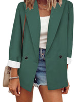 Damen nan legerer Oversize Blazer mit dreiviertelärmeln und kontrastmanschetten Drune in Grün