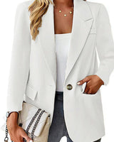 Damen nan taillierter Blazer mit Ein-Knopf-Verschluss Reverskragen und Pattentaschen Drune in Weiß