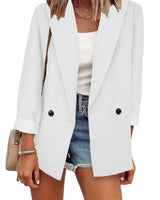 Damen nan legerer Oversize Blazer mit dreiviertelärmeln und kontrastmanschetten Drune in Weiß