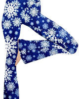 Damen nan taillenhohe Yogahose mit überkreuztem Bund und ausgestelltem Saum mit Schlitz Drune in Schneeflockenblau