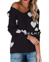 Claudia | Damen-Weihnachtspullover mit Herzmuster in Schwarz