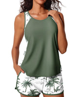 Damen Sportliches Tankini-Set mit Shorts Drune in Olivgrün