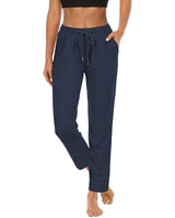 Damen nan komfortable Loungehose mit hohem Bund Tunnelzug Seitentaschen und leichtem Stretch Drune in Hose Nachtblau