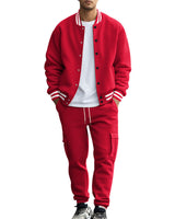 Herren nan College-Bomberjacke mit kontrastbündchen und Cargo-Jogginghose Set Drune in Rot