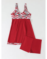 Damen Sportliches Tankini-Set mit modischem Knoten und Shorts Drune in Rot