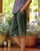 Fenja | Bequeme Bermuda mit Details in Olivgrün