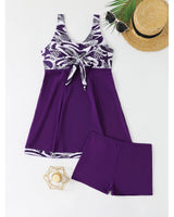 Damen Sportliches Tankini-Set mit modischem Knoten und Shorts Drune in Lila