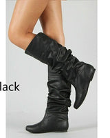 Damen nan lässige Slouch-Stiefel mit weichem Schaft, gerafftem Design und flacher Komfortsohle Drune in Schwarz