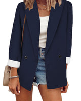 Damen nan legerer Oversize Blazer mit dreiviertelärmeln und kontrastmanschetten Drune in Marineblau