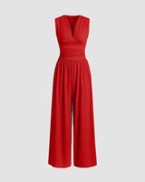 Chic ärmelloser Jumpsuit mit weitem Bein in Rot