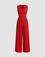 LIA | Ärmelloser Wide-Leg Jumpsuit in Rot