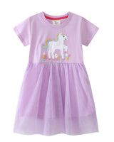 Mädchen Tüllkleid mit feiner Einhorn-Stickerei Drune in Mint