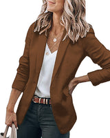 Damen nan legerer taillierter Blazer mit dreiviertelärmeln und offener Vorderseite Drune in Braun