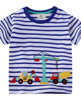 Unisex Baumwoll-T-Shirt mit buntem Baustellenmotiv Drune in Grün
