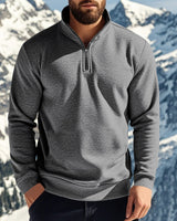 Herren nan halbhoher Reißverschluss-Sweatpullover mit Stehkragen weichem Fleecefutter und elastischen Bündchen Drune in Dunkelgrau