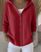 Damen nan Kapuzen-Cardigan mit Knopfleiste und lässiger Oversize-Passform Drune in Weinrot