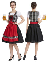 Damen nan traditionelles Trachten-Dirndl mit Schnürleiste, A-Linie Rock und Schleifen-Schürze Drune in 8781 Schwarz