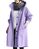Edith | Damen langer Streetcoat mit Knopfleiste in Lila