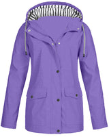 Damen nan wasserdichter Parka mit Kapuze, Kordelzug und aufgesetzten Taschen Drune in Violett
