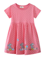 Mädchen Kleid mit lustigem Mausmotiv und Punkten Drune in Grau