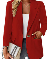 Damen nan taillierter Blazer mit Ein-Knopf-Verschluss Reverskragen und Pattentaschen Drune in Rot