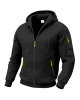 Herren nan funktionale Kapuzen-Sweatjacke mit durchgehendem Reißverschluss, Ärmeltasche und wasserabweisenden Reißverschlüssen Drune in Schwarz