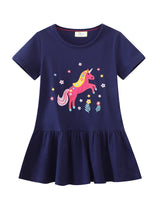 Mädchen T-Shirt Kleid mit zauberhaftem Einhornmotiv Drune in Grau