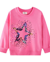 Mädchen Sweatshirt mit glitzerndem Sternenmotiv Drune in Violett