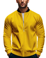 Herren nan schmale Zip-Bomberjacke aus weichem Sweat mit Stehkragen und seitlichen Eingrifftaschen Drune in Gelb