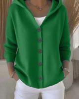 Damen nan Kapuzen-Cardigan mit Knopfleiste und lässiger Oversize-Passform Drune in Grasgrün