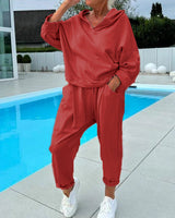 RICHELLE | KAPUZENPULLOVER-SET MIT JOGGINGHOSE in Rot