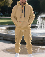 Herren nan utilitaristisches Kapuzenpullover und Cargo-Jogginghose Set Drune in Kamel