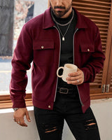 Herren nan CPO-inspiriertes Overshirt-Jacke mit aufgesetzten Brusttaschen und Reißverschluss Drune in Weinrot