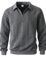 Martin | Polo Quarter Zip aus elegantem Strick in Grau