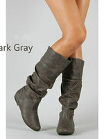 Damen nan lässige Slouch-Stiefel mit weichem Schaft, gerafftem Design und flacher Komfortsohle Drune in Grau