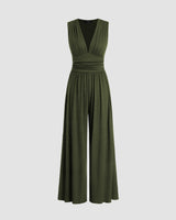 LIA | Ärmelloser Wide-Leg Jumpsuit in Armeegrün